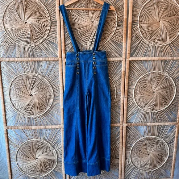 Pilcro and the Letterpress by Anthropologie Denim Wide Leg Retro Jeans w/ straps - Picture 3 of 10